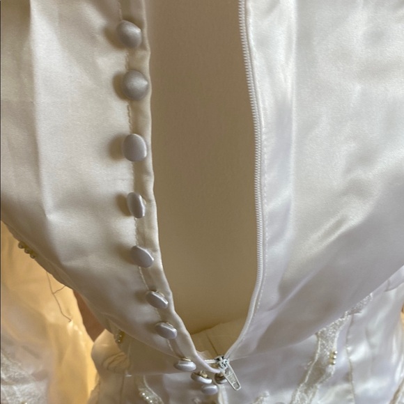 Elegant Vintage Ivory Lace Wedding Gown - Picture 10 of 16